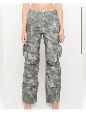 Charcoal acid wash oversized vegan leather trouser
